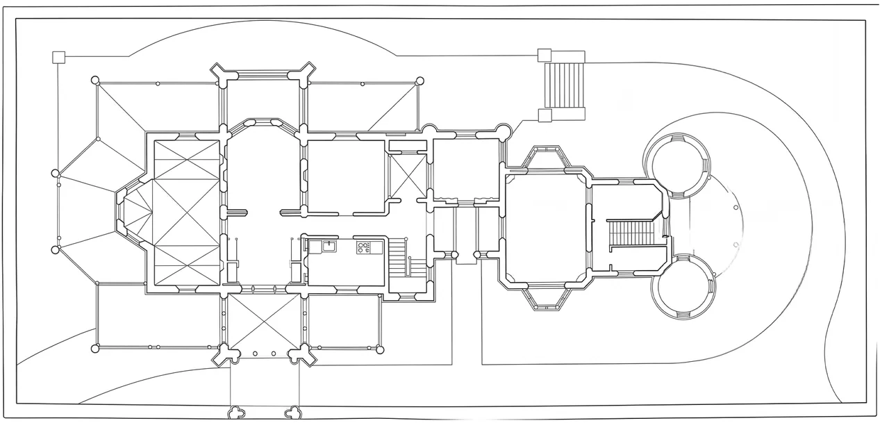 The same facade as a DXF architectural drawing produced by facadetool
