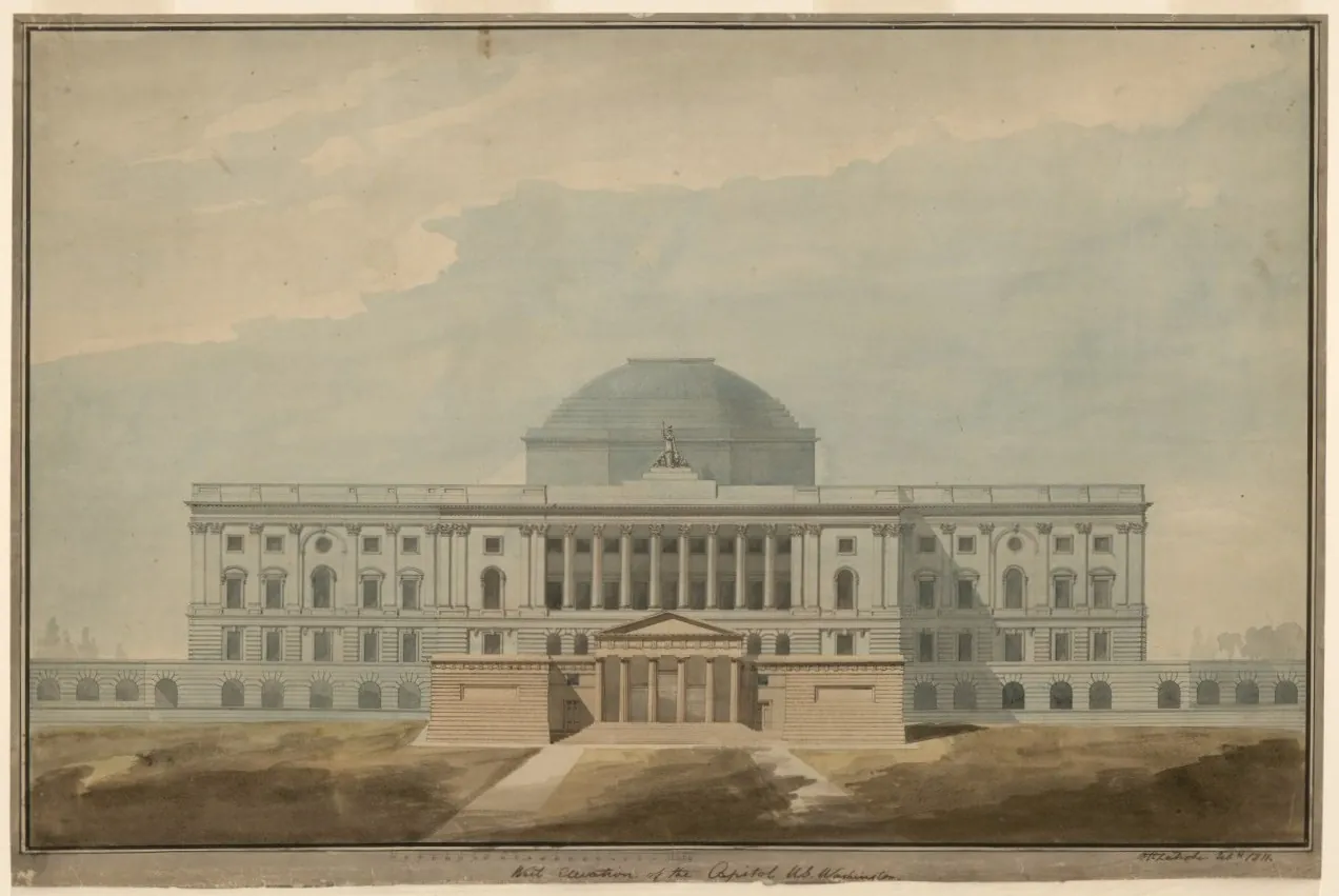US Capitol, Washington, facade photograph drawn by facadetool