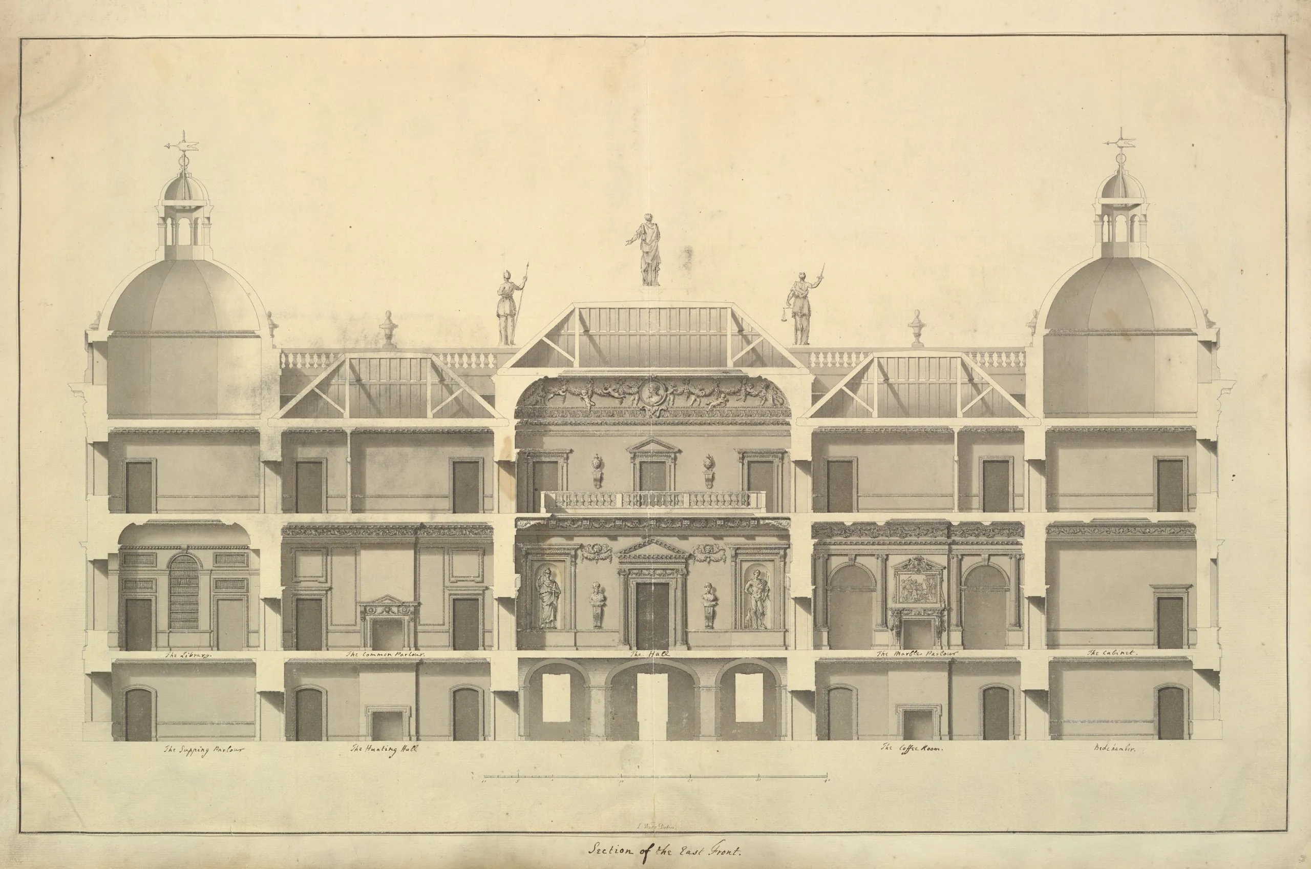 Houghton Hall, Norfolk, facade photograph drawn by facadetool